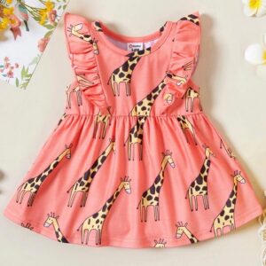 Vestido melón con estampado de jirafas
