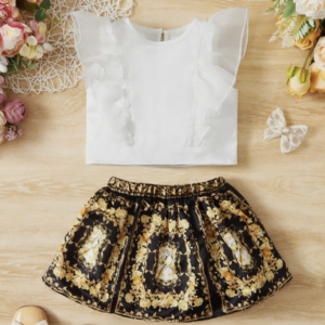 Conjunto blusa y falda con estampado de pañuelo