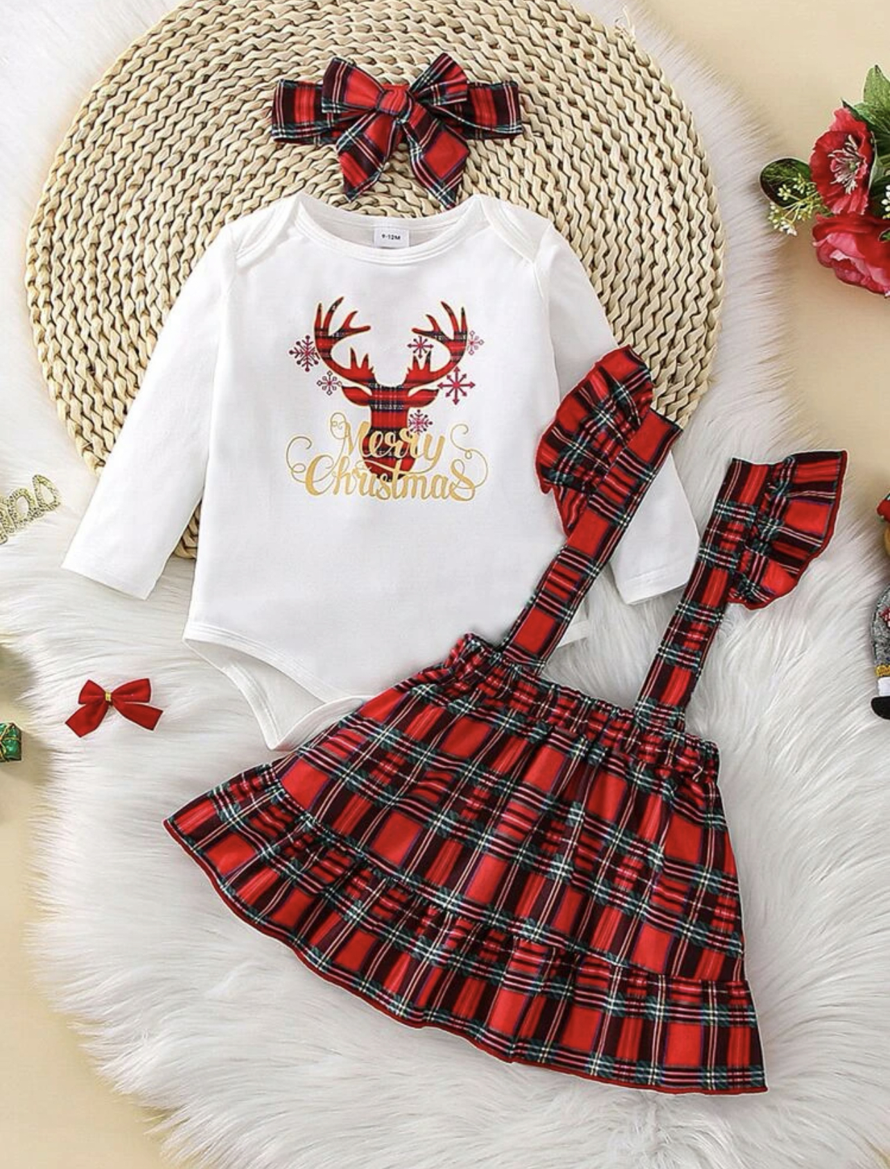 Conjunto 3 piezas alce de navidad