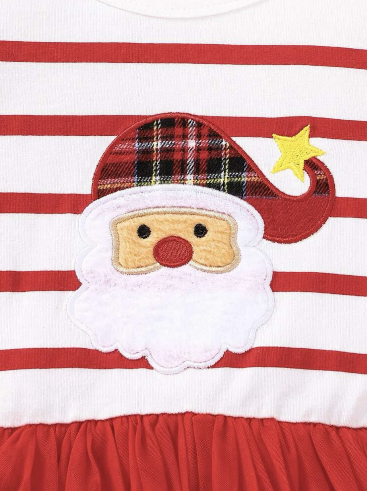 Vestido rayado de navidad con estampado papá Noel