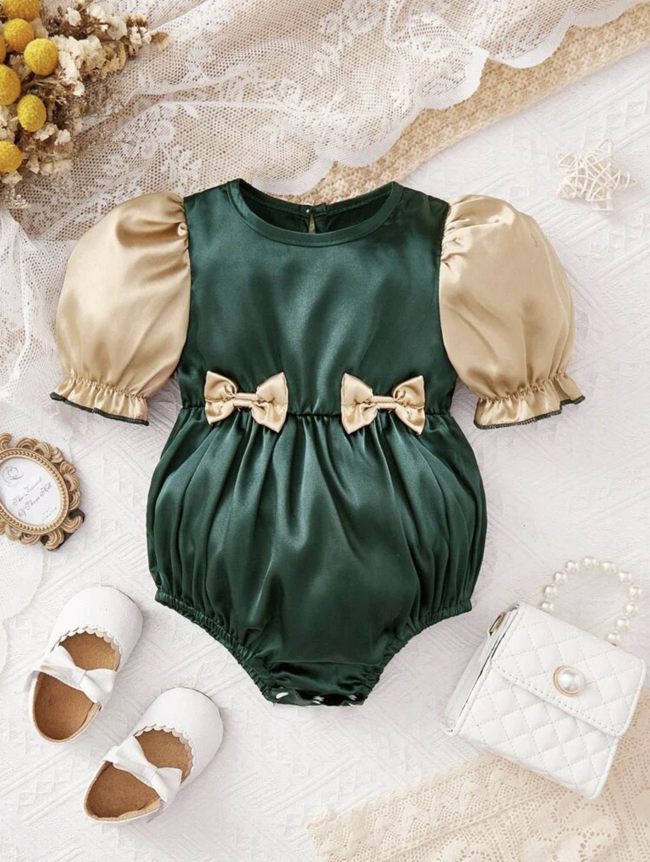 Romper verde con dorado navideño