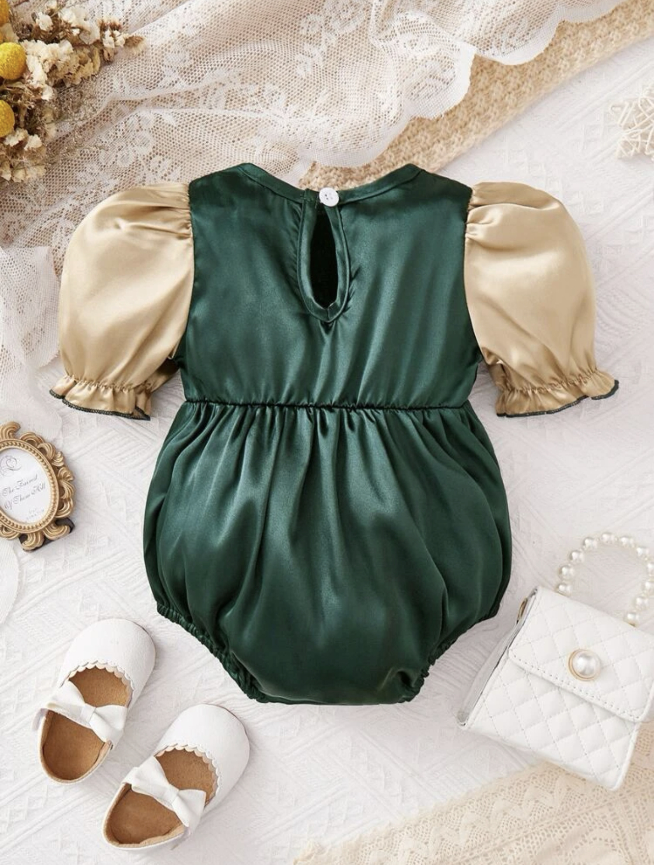 Romper verde con dorado navideño