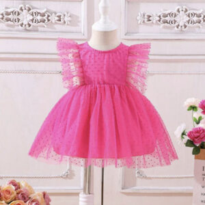 Vestido jacquard de tul con puntitos