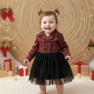 Vestido con estampado de cuadros bajo con malla
