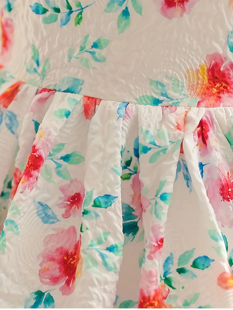 Vestido casual estilo bohemio sin mangas blanco floral - Imagen 4