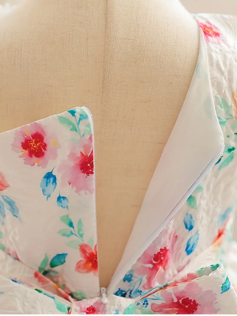 Vestido casual estilo bohemio sin mangas blanco floral - Imagen 5
