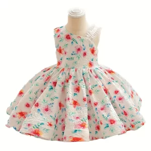 Vestido casual estilo bohemio sin mangas blanco floral