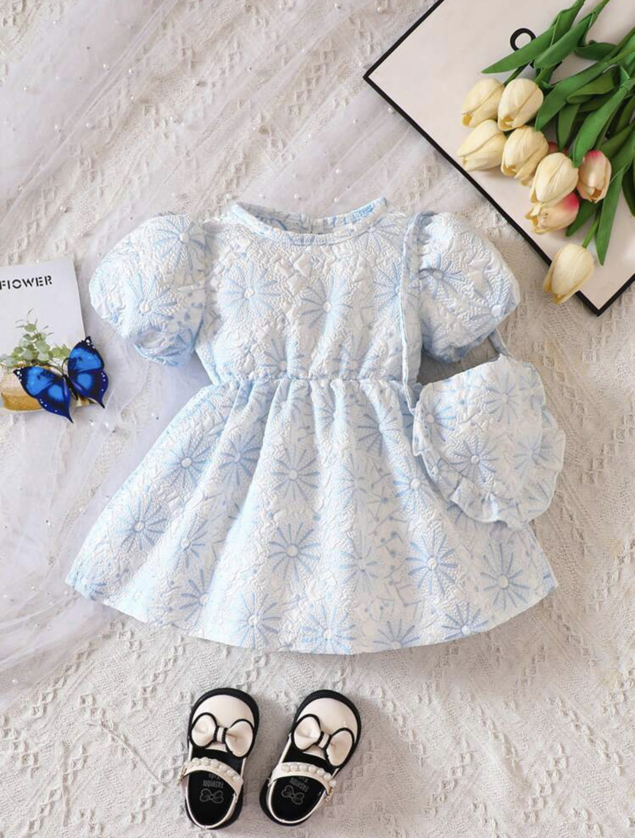 Bebé Vestido halter con estampado floral con diseño de aro O