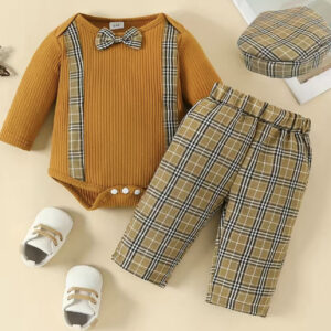 Conjunto, body de mangas largas con corbata y pantalón sombrero