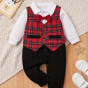 Jumper formal de niño a cuadros con broches de presión