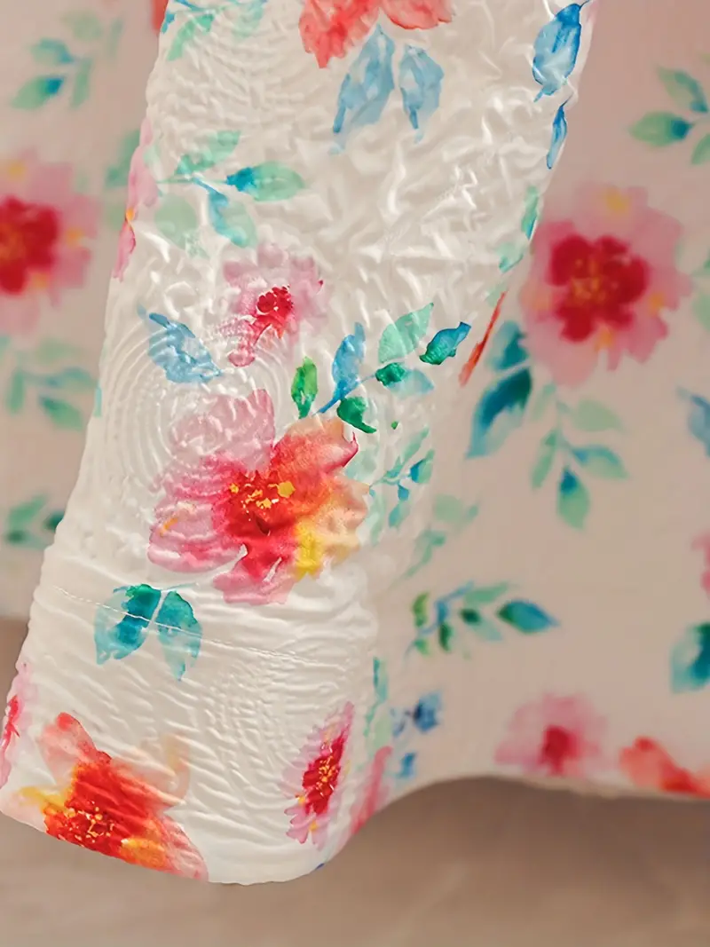 Vestido casual estilo bohemio sin mangas blanco floral - Imagen 6