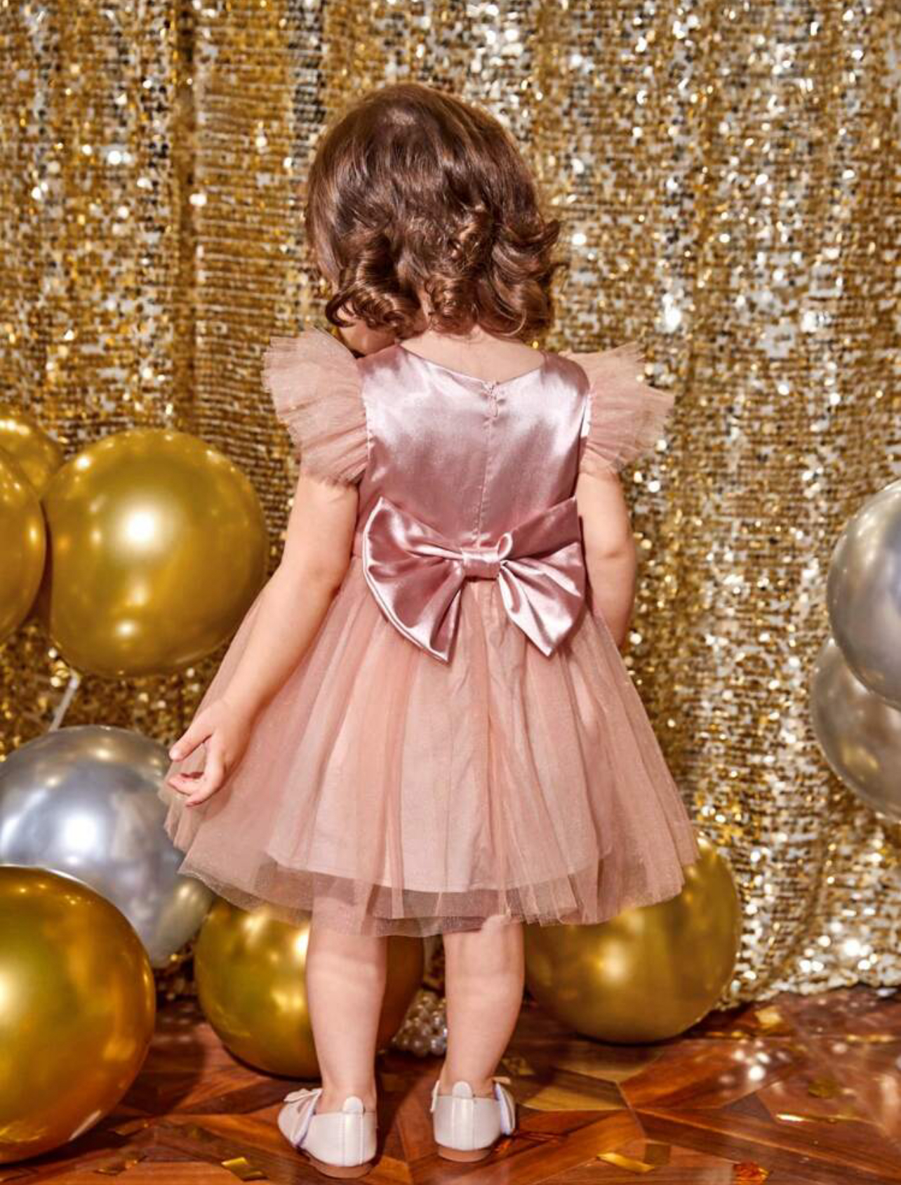 Vestido de fiesta ribete con fruncido con malla - Imagen 3