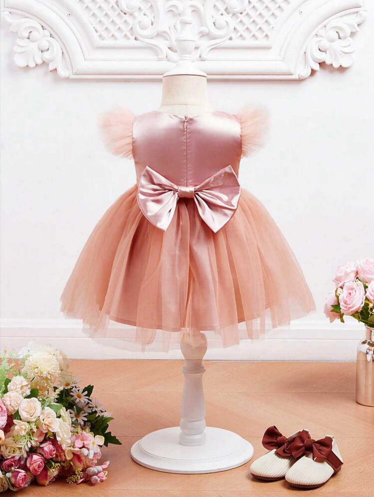 Vestido de fiesta ribete con fruncido con malla - Imagen 6