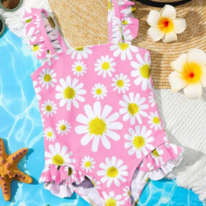 Traje de baño de una pieza con volantes margaritas