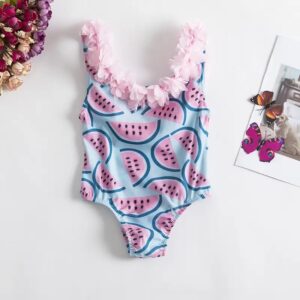 Bañador con estampado de sandia y aplique floral