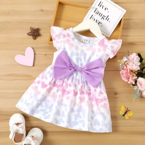 Vestido con estampado de mariposa con lazo delantero