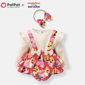 Romper con manga larga baby shark con cintillo