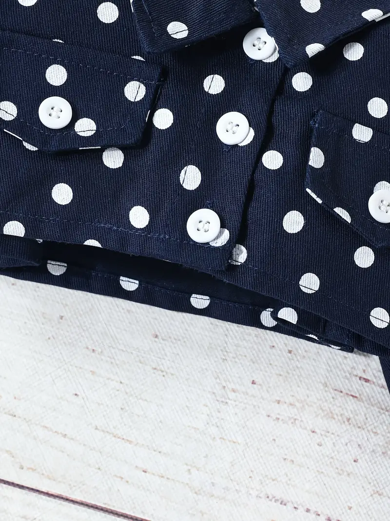 Conjunto de abrigo corto de lunares + Vestido rosado sin mangas - Imagen 6