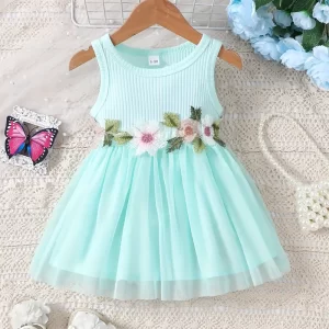 Vestido de malla bordado floral
