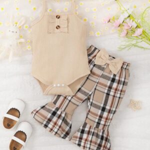 Conjunto de body & pantalón acampanados a cuadros
