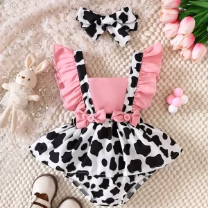 Romper vestido de vaquita con cintillo