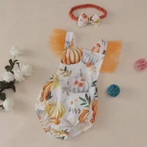 Romper de calabazas con cintillo