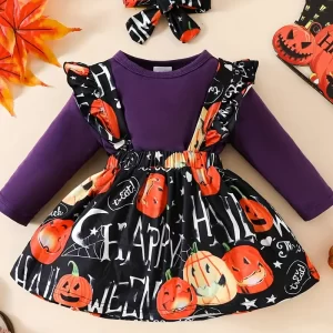 Falda de Tirantes con Estampado de Calabaza + Diadema + Body