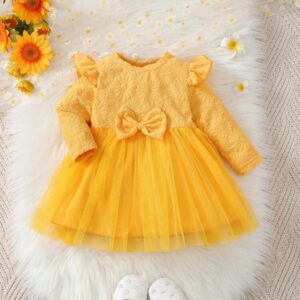 Vestido amarillo de tul con lazo