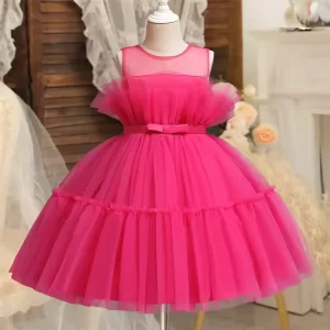 Vestido de fiesta de tul rosado fucsia esponjoso