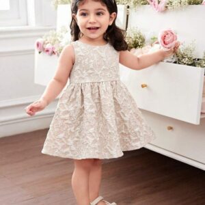 Vestido de cáñamo sin mangas con estampado floral texturizado