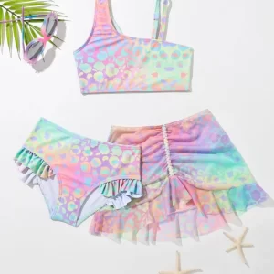 3-piezas Conjunto de bikini y falda de playa
