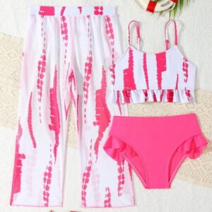 Set de 3 piezas de ropa de baño tie-dye aleatoria