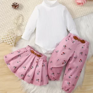 Conjunto buso cuello alto pantalón y Falda corta