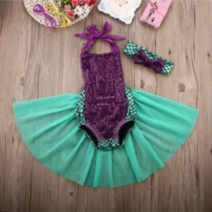 Romper sirena colita de tul + diadema