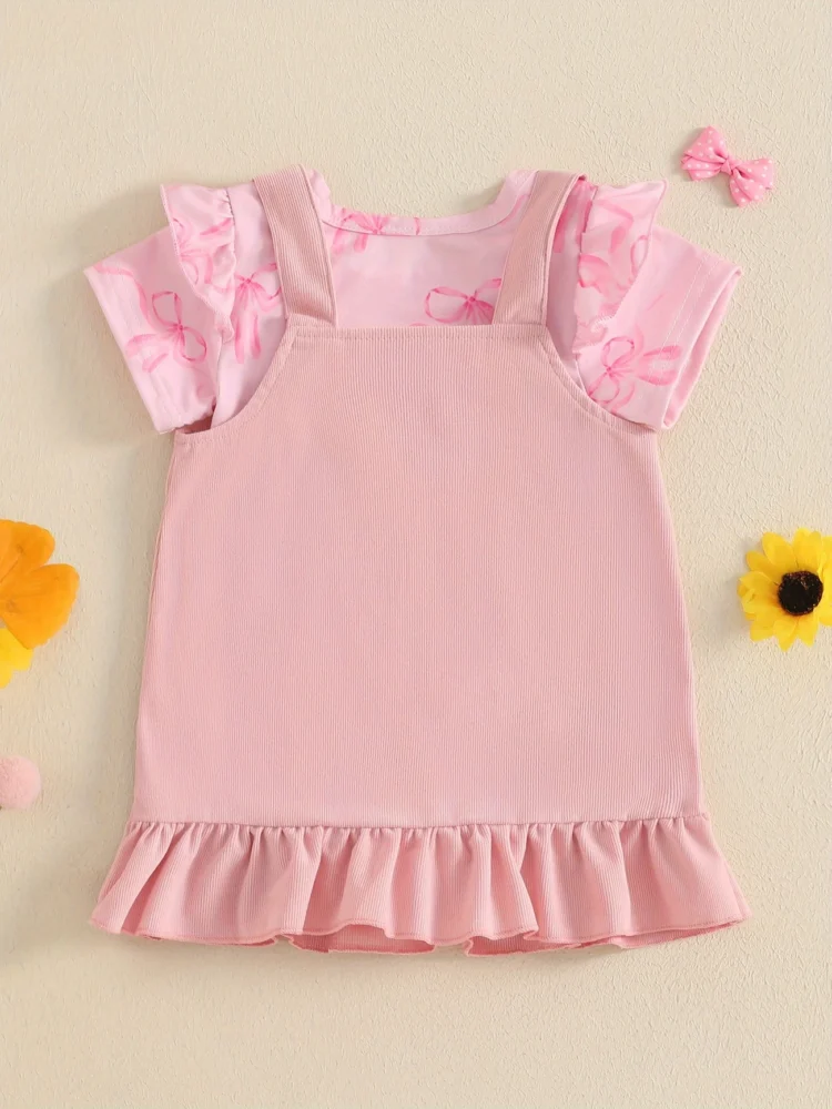 Body rosado con vestido pana con estampado zapatos bailarina