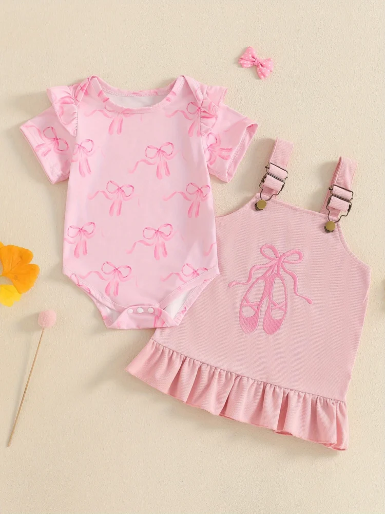Body rosado con vestido pana con estampado zapatos bailarina