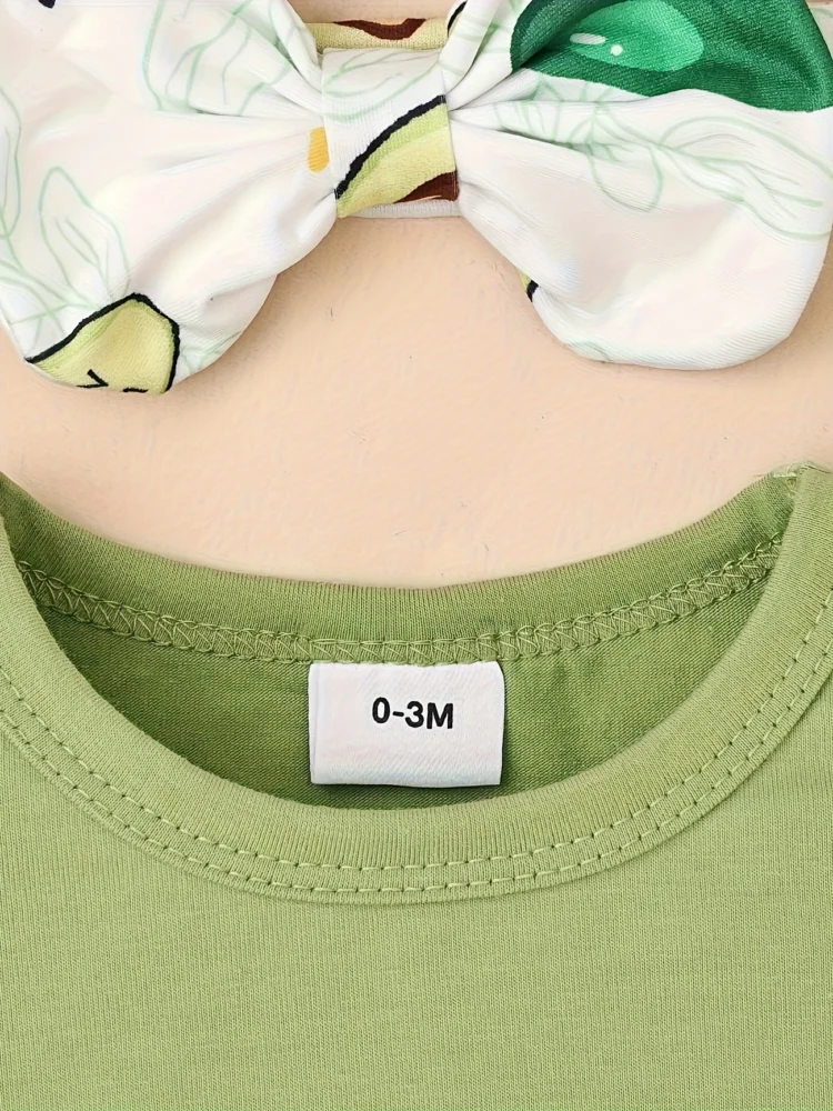 Body estampado de aguacate falda de mezclilla y cintillo