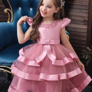 Vestido de fiesta palo de rosa largo hasta las rodillas