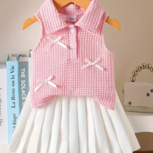 Conjunto blus de Punto con Cuello OLO + Falda Plisada
