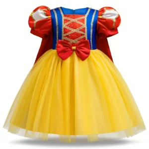 Vestido de Blancanieves con estampado digital Incluye chal rojo