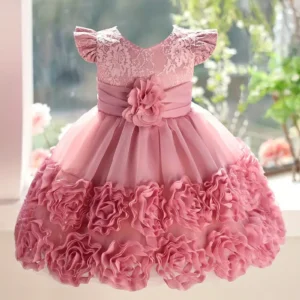 Vestido palo de rosa de gasa y tul