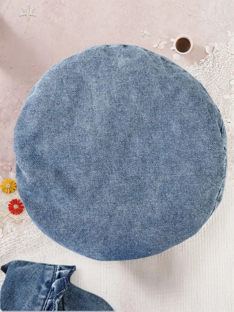 Vestido azul cielo de mezclilla manga larga con boina