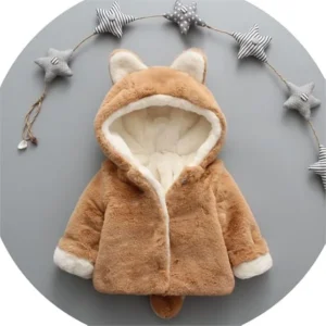 Abrigo de peluche calientita con capucha y orejas