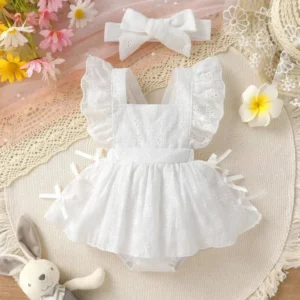 Romper vestido blanco bordado floral