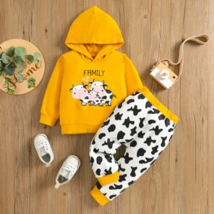 Conjunto 2 piezas vaquitas sudadera capucha y pantalón