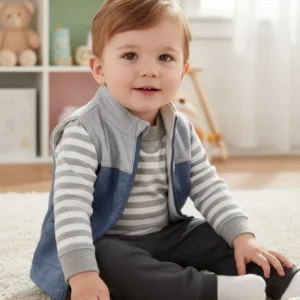 Conjunto 3 piezas niño body chaleco y calentador