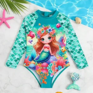 Traje de baño de una sola pieza con estampado de sirena