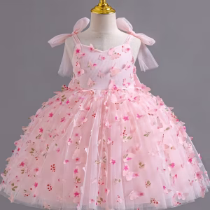 Vestido de fiesta rosado de mariposa 3D