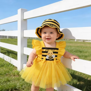 Romper vestido temático de abejita con sombrero