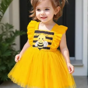 Vestido temática de abejita con tul